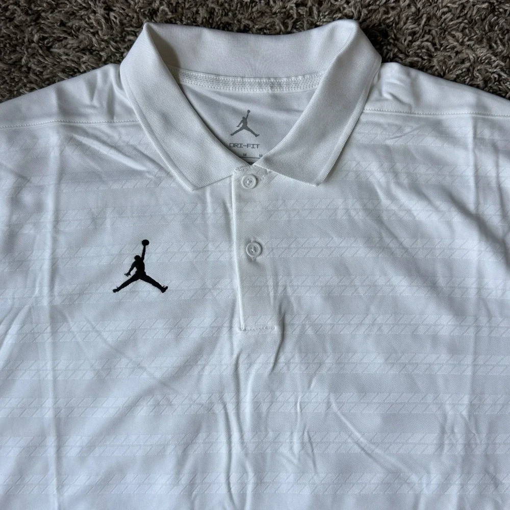 Jordan Dri-FIT Coach Victory Polo White Black Men's Size Medium FN6924-657 NEW